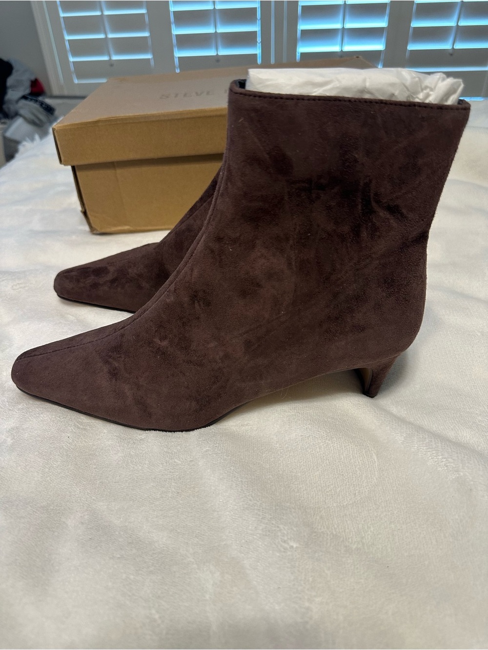 Steve Madden Dark Brown Suede Pointed Toe Ankle Booties
